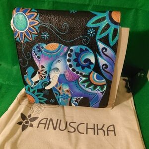 Anuschka Large Flap Crossbody,  Blue Elephant